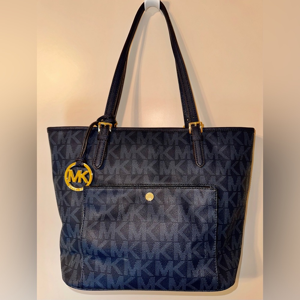Michael Kors Jet Set Signature Large Tote, Baltic Blue.